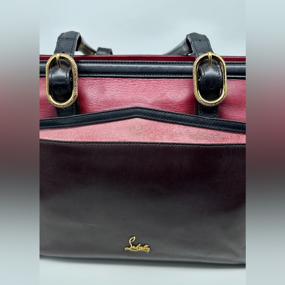 Christian Louboutin Farida Large Leather & Suede Tote Bag – Burgundy/Black/Red - Picture 8 of 16